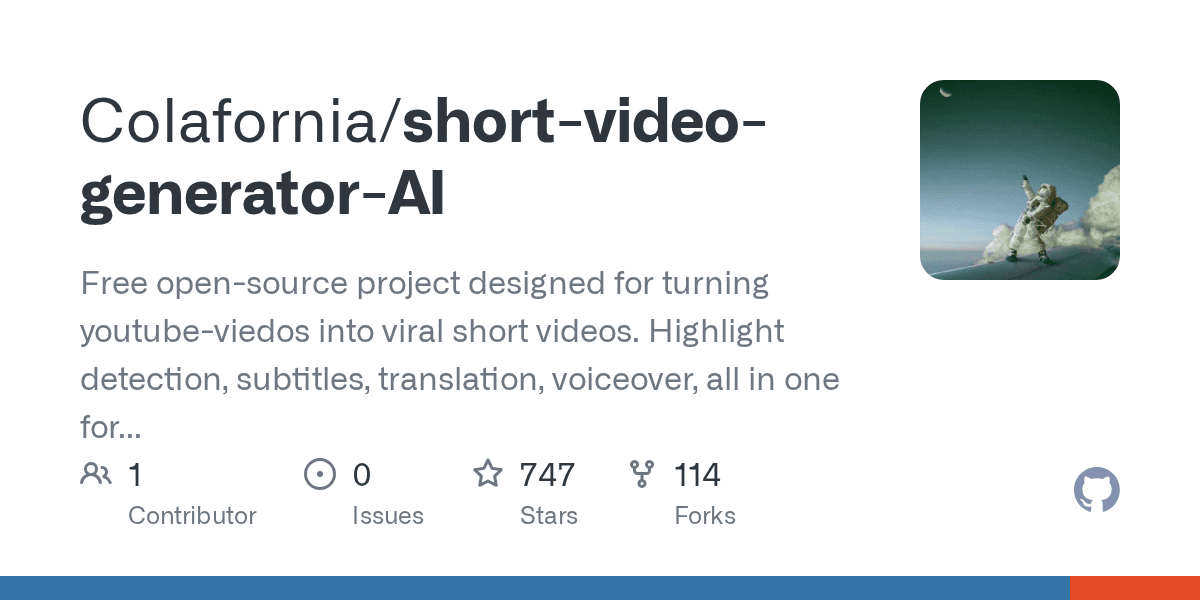 Colafornia/short-video-generator-AI preview